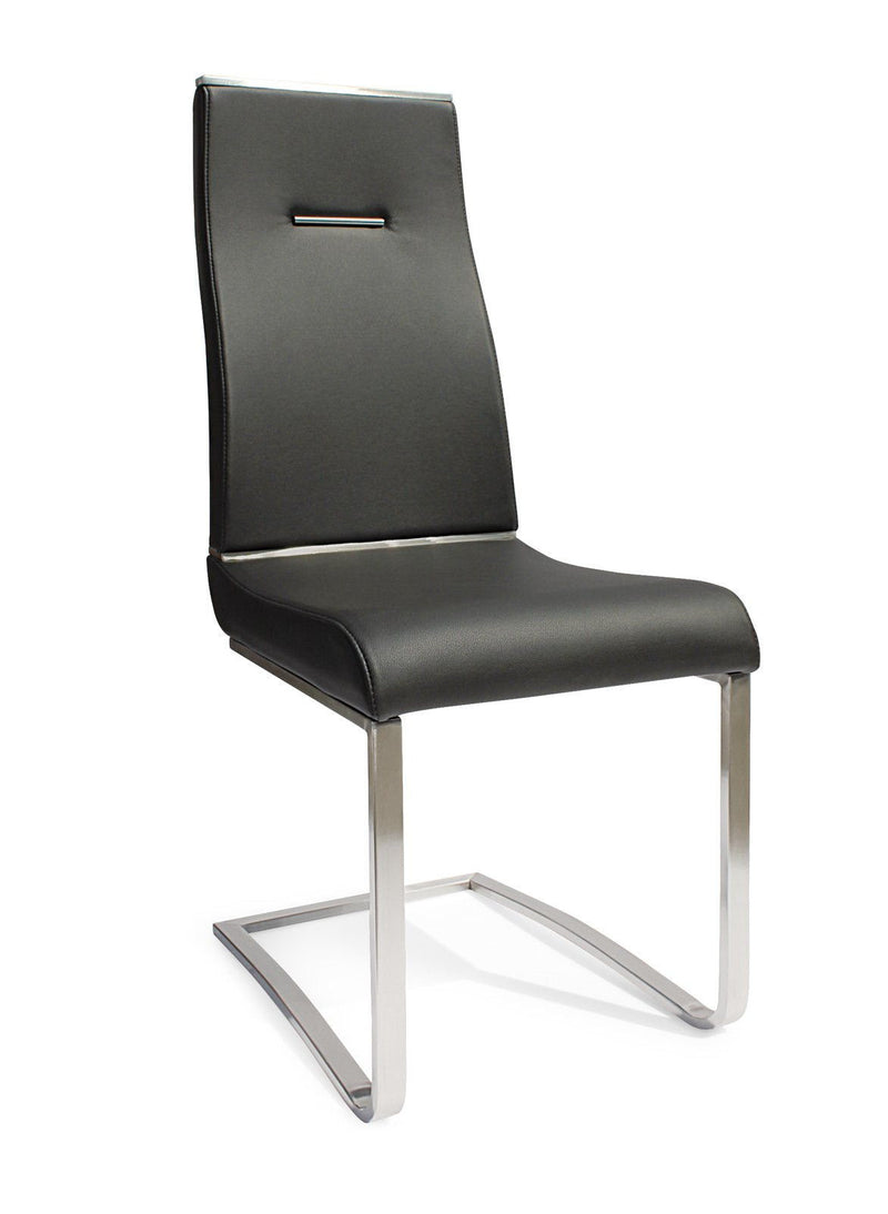 Faux Leather Upholstered Dining Side Chairs (Set of 2) - Silver / Black