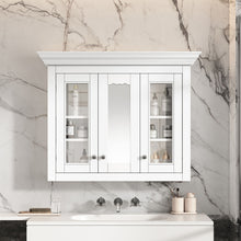 Load image into Gallery viewer, Bathroom Medicine Cabinet With Mirror, 5 Adjustable Closed Shelves, Wall-Mounted - White
