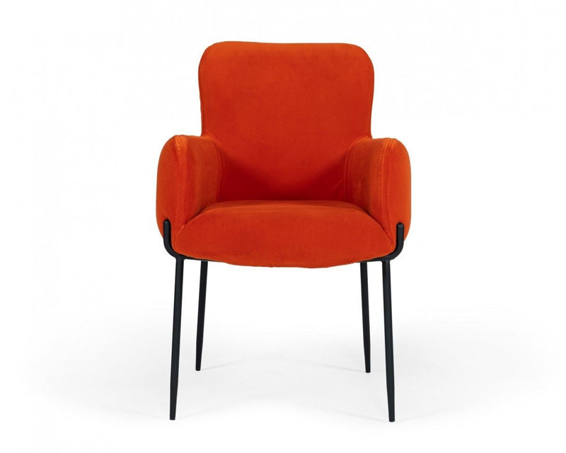 Upholstered Fabric Dining Arm Chair - Orange