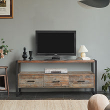 Load image into Gallery viewer, Reclaimed Wood Media TV Console Table With 3 Drarwer, Open Shelf - Antique Gray
