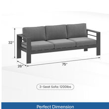 Load image into Gallery viewer, All Weather 3 Seat Patio Sofa With Thick Cushions - Gray / Gray
