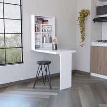 Load image into Gallery viewer, Wall Foldable Table With Multiple Shelves - White

