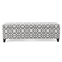 Load image into Gallery viewer, Quotient - Upholstered Storage Ottoman With Tapered Block Feet - Gray / White
