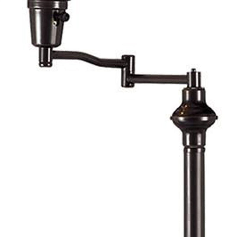 Swing Arm Floor Lamp With Beige Empire Shade - Bronze