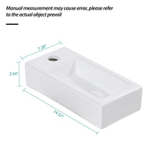 Load image into Gallery viewer, Modern Ceramic Rectangle Wall Mount Bathroom Sink With Single Faucet Hole
