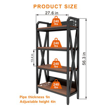 Load image into Gallery viewer, Bakers Rack Storage Shelves 4 Level Mental And Wooden Kitchen Shelves, Kitchen Organizers And Storage, For Garage, Pantry, Bathroom, Closet - Black / Black Brown
