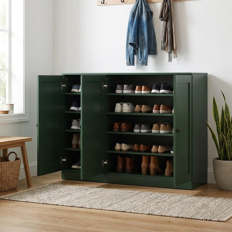 Solid Woodshoe Storage Cabinet (755982) - Green