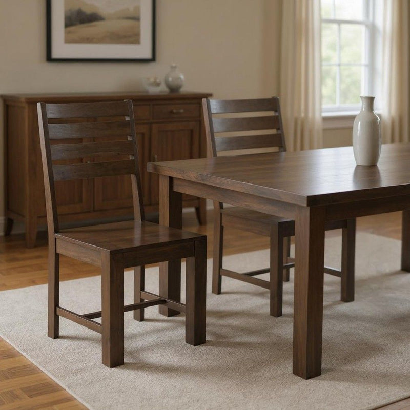 Solid Wood Ladder Back Dining Side Chairs (Set of 2) - Brown