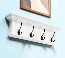 Load image into Gallery viewer, 28" Classic Wood Four Hook Hanging Coat Rack - White
