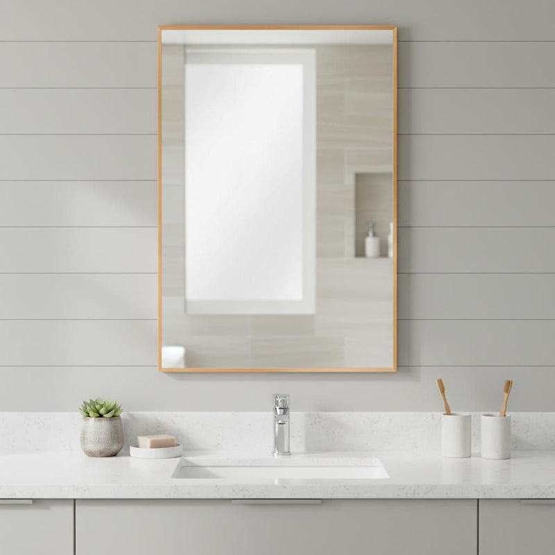 38" Metal Framed Bathroom Vanity Mirror - Gold