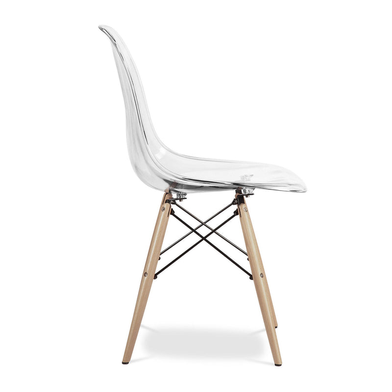 Heavy Duty Plastic Wood Dining Side Chair - Clear