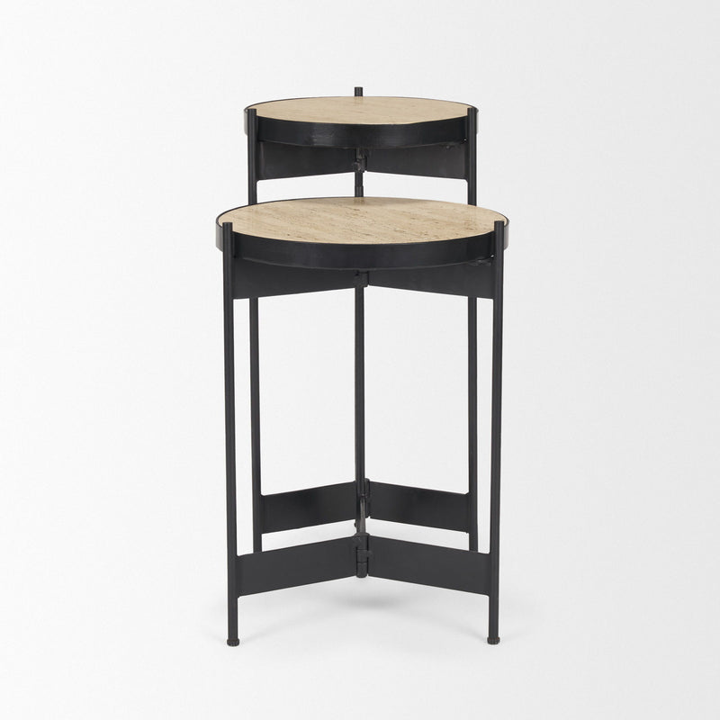 Marble Metal Nested Tables (Set of 2) - Brown / Black