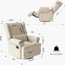 Load image into Gallery viewer, Extra Wide Swivel Recliner Glider Chair With Footrest
