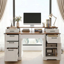 Load image into Gallery viewer, Office Desk With Charging Station &amp; Storage Cabinet
