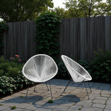 Load image into Gallery viewer, Outdoor Lounge Chair Set With Handwoven Seats, Weather Resistant - White
