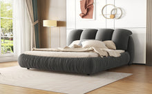 Load image into Gallery viewer, King Size Luxury Upholstered Bed with Thick Headboard, Velvet King Bed with Oversized Padded Backrest, Gray(Expect Arrive date 2024/3/15)
