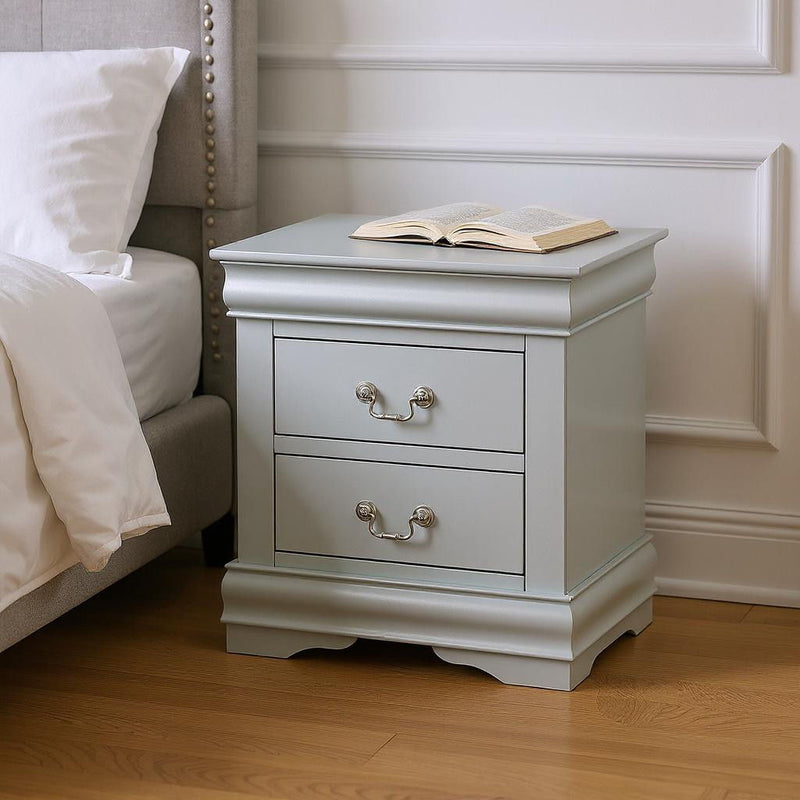 24" Two Drawers Nightstand - Platinum