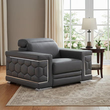 Load image into Gallery viewer, Genuine Leather Lounge Chair - Granite Gray And Silver
