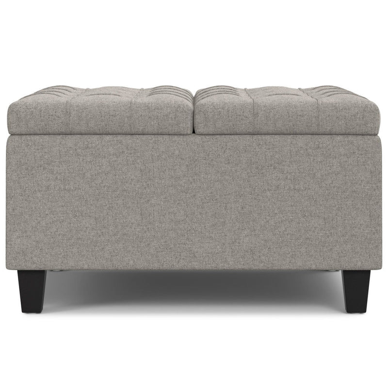 30" Fabric Cocktail Ottoman With Storage - Gray / Brown