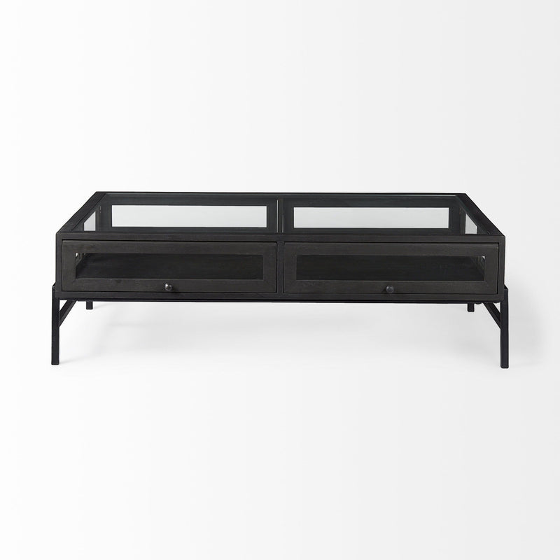 Mirrored Frame Coffee Table (727834) - Clear / Black