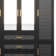 Load image into Gallery viewer, 71" Carved Geometric Mirro Six Door Three Drawer Combo Dresser - Gold And Gray
