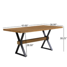 Load image into Gallery viewer, Farmhouse Style X Shaped Legs Dining Table With Moulded Details - Brown
