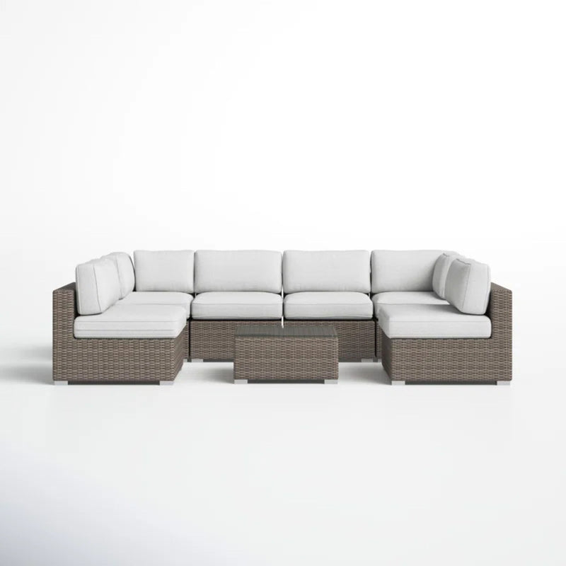 Seating Set With Cushions Handcrafted Wicker Design