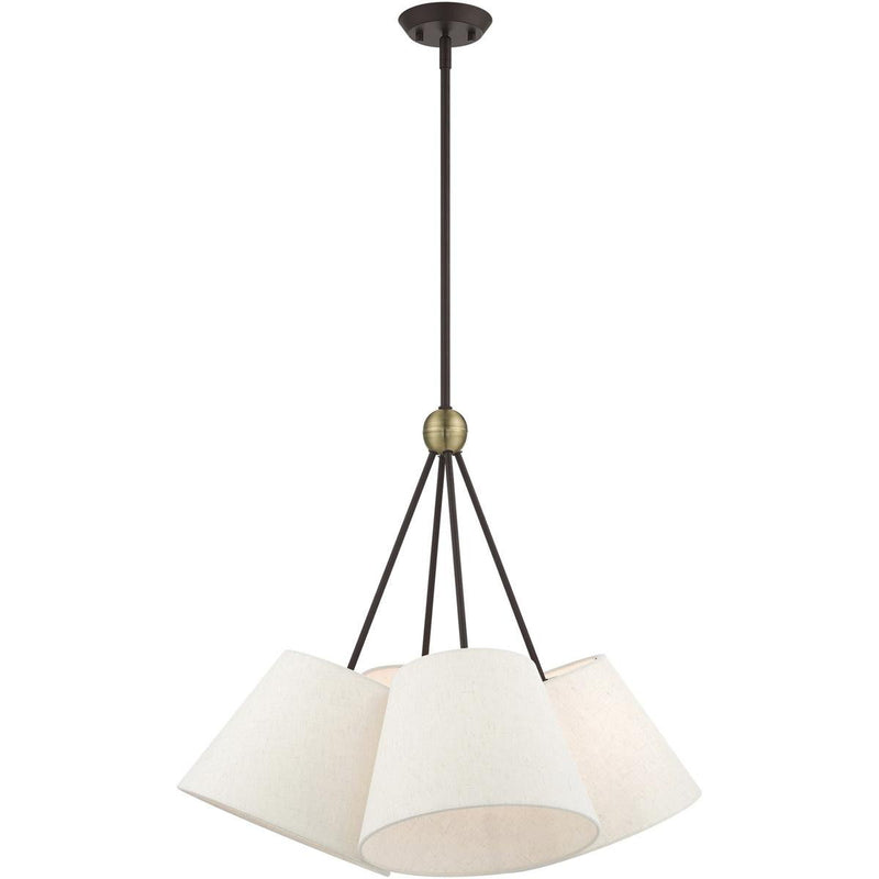 26" Four Light Dimmable Chandelier With Shades - Bronze