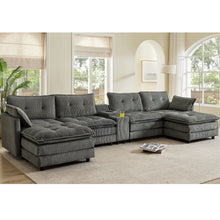 Load image into Gallery viewer, Oversized Modular Sectional Sofa With Multi Functional Console

