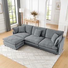 Load image into Gallery viewer, L-Shaped Sectional Sofa With Ottoman, Convertible 4 Seater Couch
