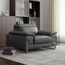 Load image into Gallery viewer, Faux Leather Club Chair - Gray And Silver
