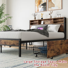 Load image into Gallery viewer, Queen Bed Frame with  Storage Headboard and 4 Drawers
