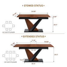 Load image into Gallery viewer, Dining Table, Scratch Resistant, Cross Geometric Legs For Kitchen &amp; Dining Room - Dark Walnut
