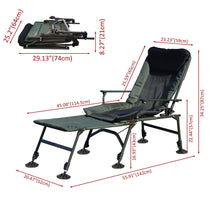 Load image into Gallery viewer, Camping Lounge Chair With Detachable Footrest, Portable Folding Reclining Camping Chair With Adjustable Backrest For Indoor And Outdoor Camping Beach Hiking Fishing - Green / Black
