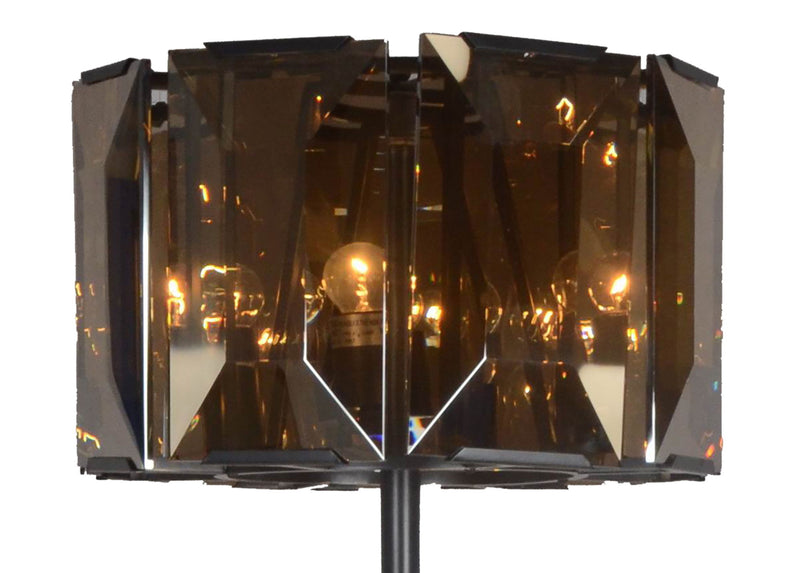 Floor Lamp With Amber Solid Color Beveled Glass Drum Shade - Dark Bronze