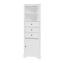 Load image into Gallery viewer, Tall Storage Cabinet With 3 Drawers And Adjustable Shelves For Bathroom
