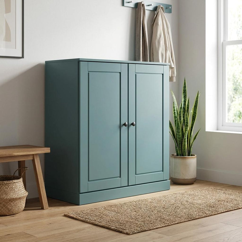 Twenty Pair Solid Woodshoe Storage Cabinet (752364) - Aqua