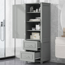 Load image into Gallery viewer, Tall Freestanding Bathroom Storage Cabinet With 2 Drawers And Adjustable Shelf
