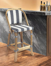 Load image into Gallery viewer, Natural Rattan Bar Chair - Blue / White

