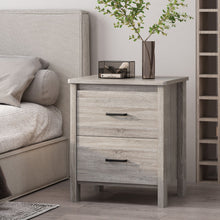 Load image into Gallery viewer, Wood Nightstand With 2 Drawers And Metal Handle - Oak
