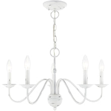 Load image into Gallery viewer, 13" Five Light Dimmable Chandelier With Shades - Antiqued White
