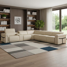 Load image into Gallery viewer, Italian Leather Modular L Shaped Seven Piece Corner Sectional With Console - Beige
