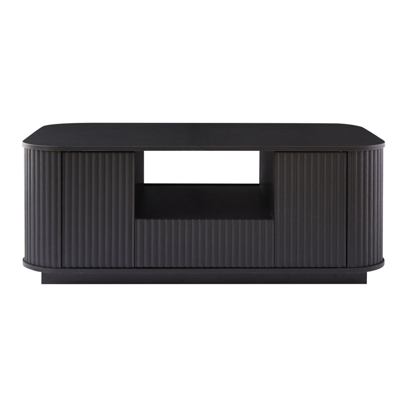 Oval Block Coffee Table With Storage - Black