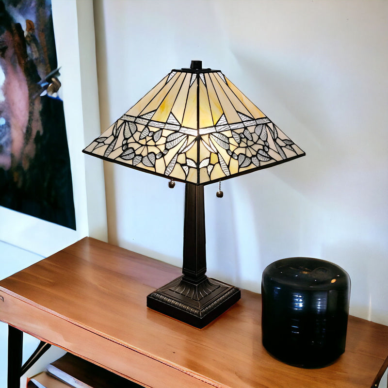 22" Metal Two Light Candlestick Vintage Look Table Lamp With White Shade - Dark Brown