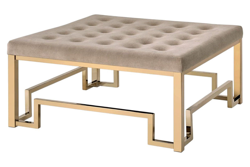 Cotton Blend Cocktail Ottoman - Champagne