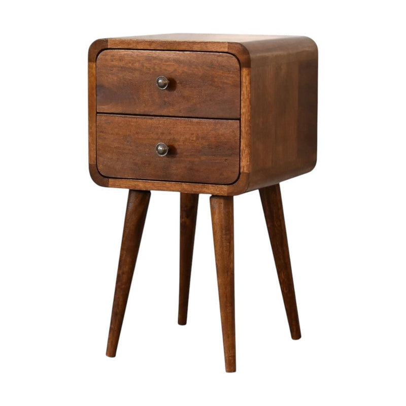 Solid Wood Two Drawer Nightstand - Chestnut