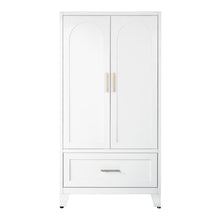 Load image into Gallery viewer, Wardrobe Cabinet With 1 Drawer And Hanging Rod, 2 Doors Closet With Shelf For Bedroom - White
