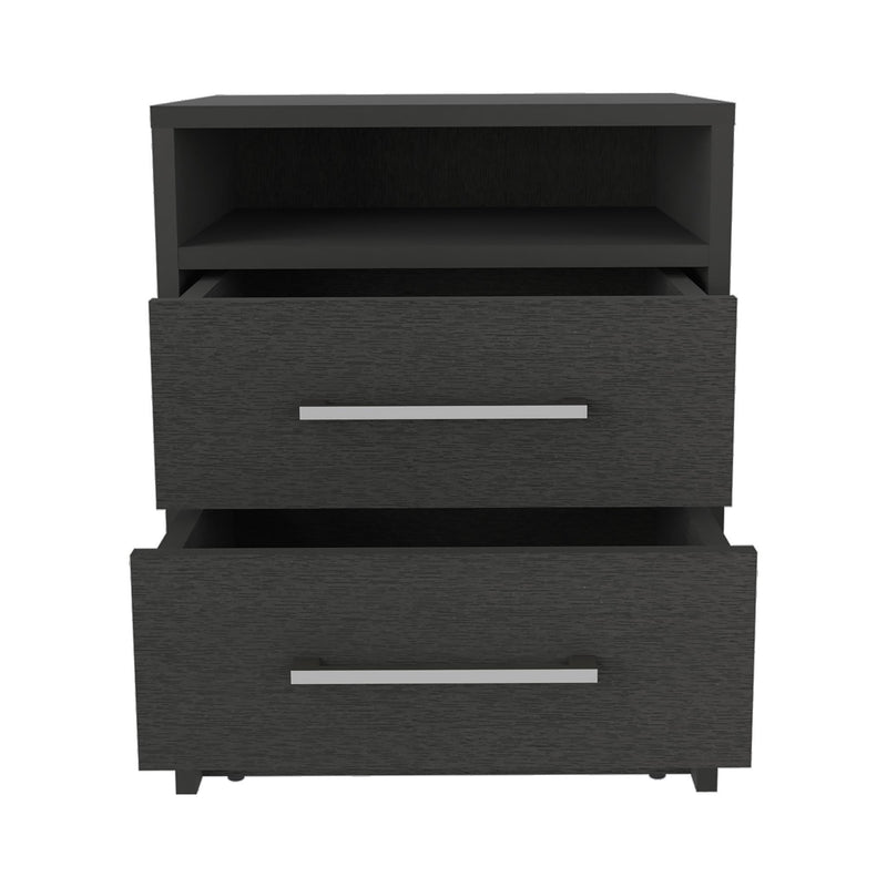 Wood Two Drawer Nightstand (534899) - Black
