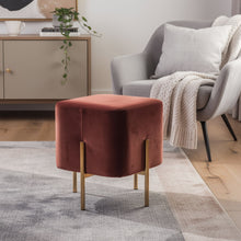 Load image into Gallery viewer, Velvet Cube Ottoman - Copper / Gold

