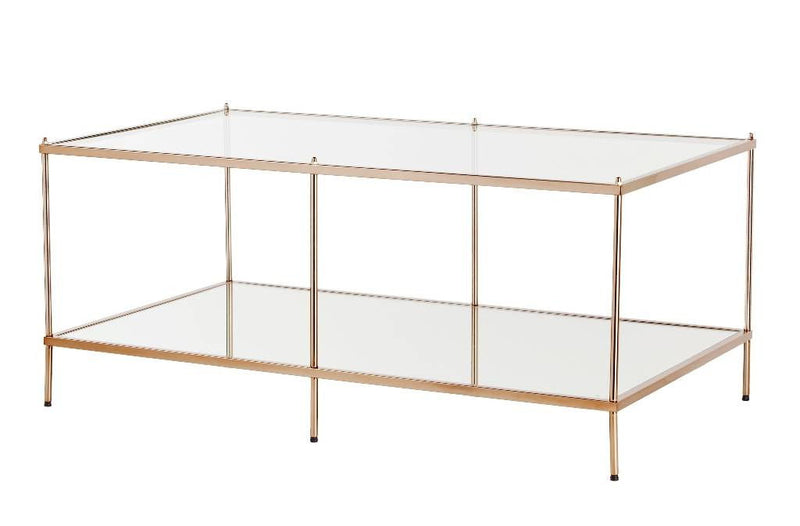 Glass And Metal Coffee Table - Clear / Gold